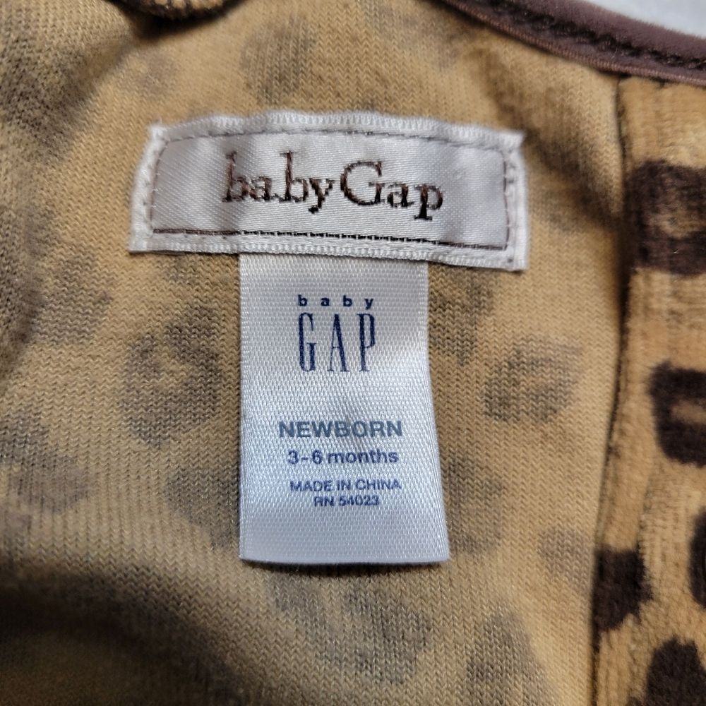 Gap Y2K Leopard Print Ruffle Hem Velour Dress Girls Infant Baby Size 3 to 6 mo - Picture 7 of 12
